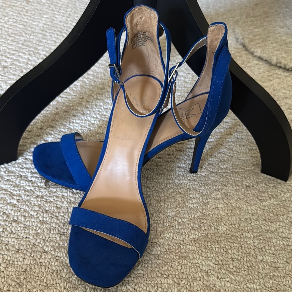 Material Girl Royal Blue Suede Heels - Picture 1 of 7